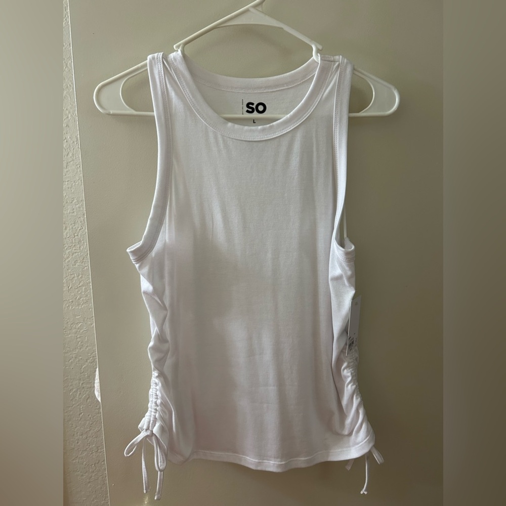 SO White Sleeveless Tank with Side Tie Detail